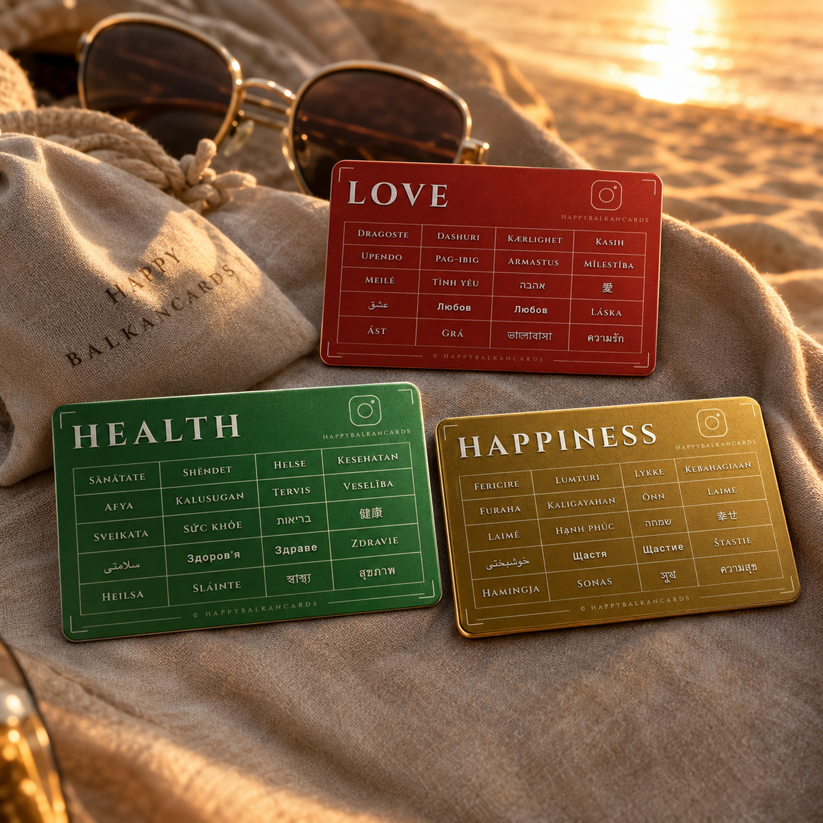 Happy Balkan Cards — metal wish cards for happiness, health and love