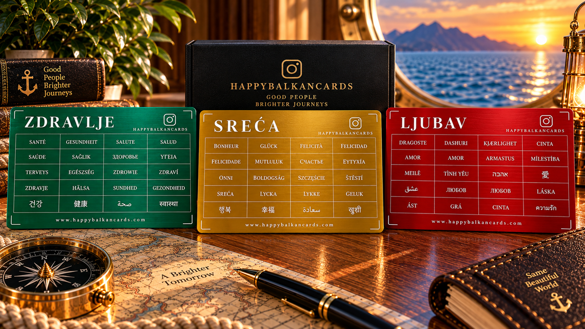 Complete Set — Happiness, Health and Love cards, back sides with 42 languages